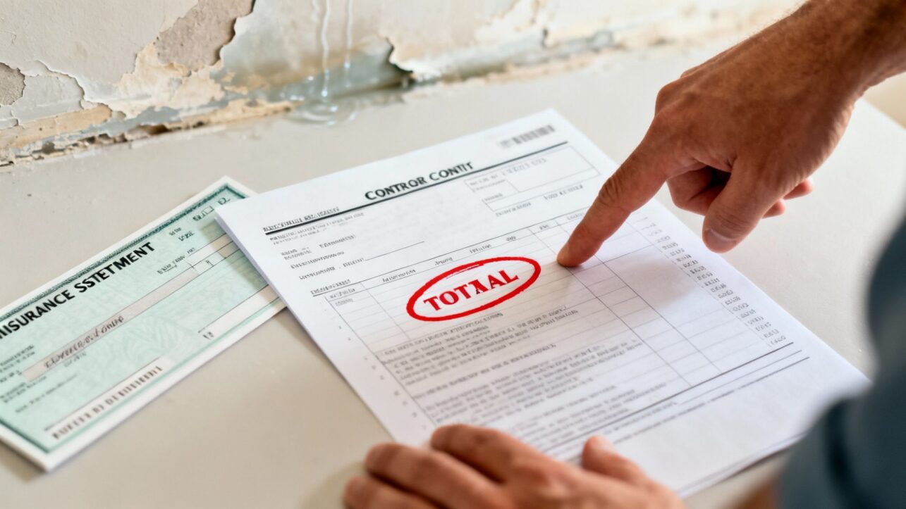 Man reads a low-ball offer form the insurance company.