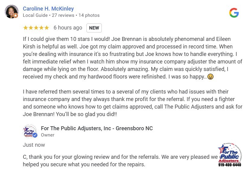 For The Public Adjusters Greensboro Reviews