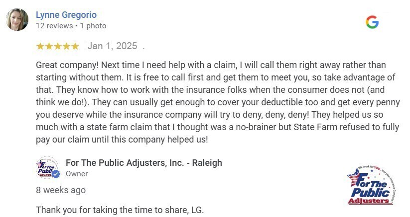 For The Public Adjusters Reviews Raleigh NC