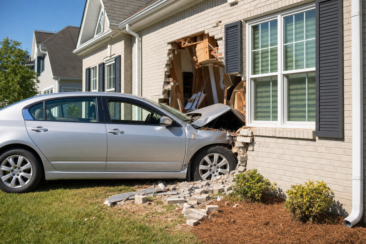 Car Hit My House Insurance Claim Cary — Car hit my house insurance claim Cary services for local customers.