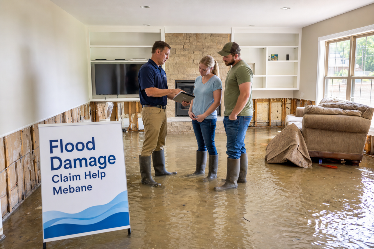 Flood Damage Claim Help Mebane, NC — What does a public adjuster in Mebane charge for a flood claim, and is it worth it?.