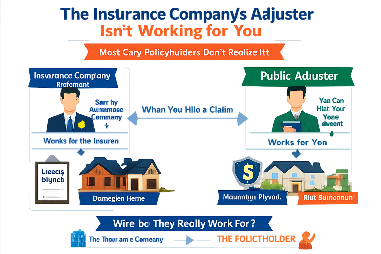 Public Adjuster Cary, NC Infographic — The Insurance Company's Adjuster Isn't Working for You — and Most Cary Policyholders Don't Realize It. When a claim is filed, the insurer dispatches its own adj.