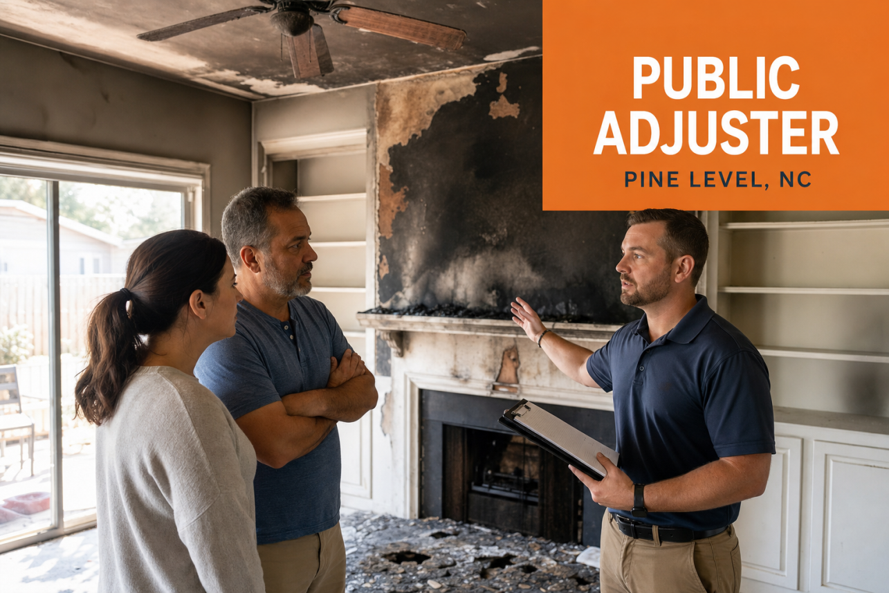 Public Adjuster Pine Level, NC — What does a public adjuster Pine Level NC homeowner hires actually cost?. There is no upfront fee. We work on a contingency basis — a percentage of the amount r.