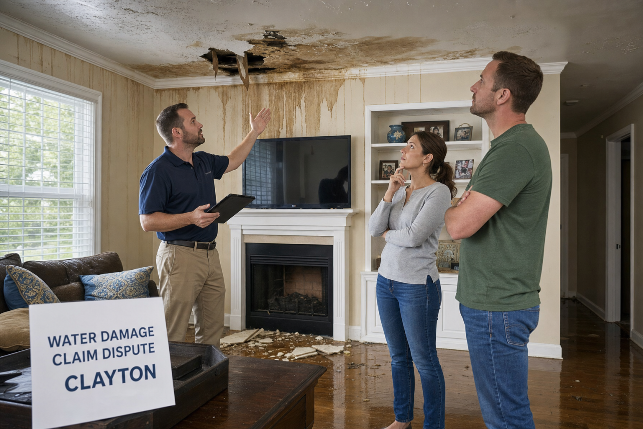 Water Damage Claim Dispute Clayton, NC — The insurance company's adjuster lowballed my water damage estimate in Clayton. Can that number actually be challenged?.