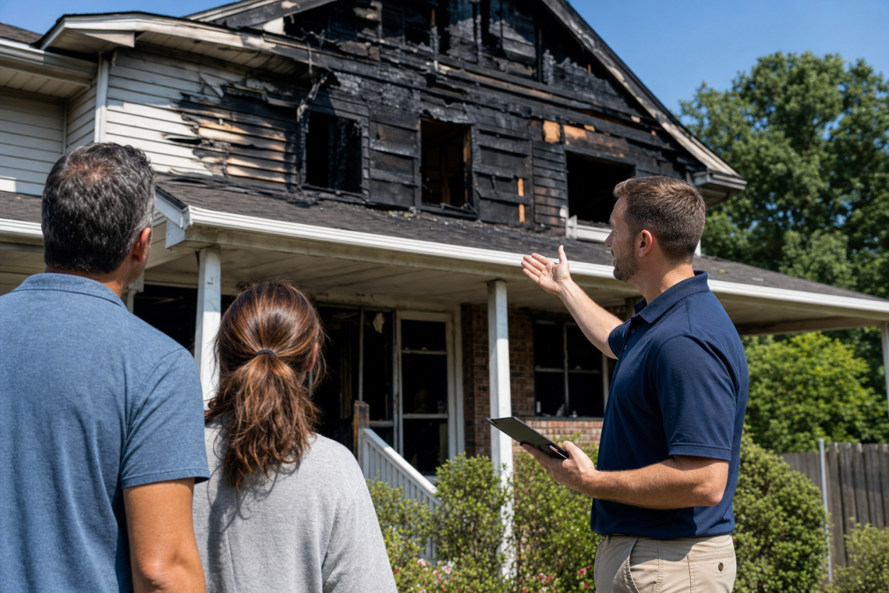 Fire Damage Adjuster Morrisville — The insurance company's offer won't come close to rebuilding my house. This is the most common call we get. The insurer's estimate uses depreciated values — wha.