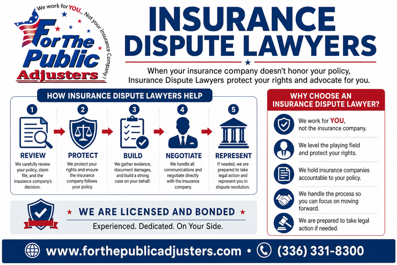 Insurance Dispute Lawyers Burlington Infographic — When a fire, burst pipe, fallen tree, or storm damages your home or business, you file a claim expecting your insurer to honor the policy. When the carrier disp.
