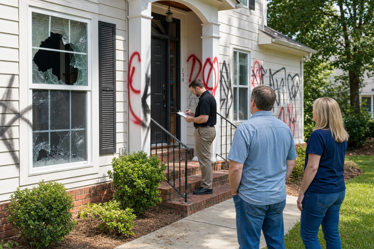 Vandalism Homeowners Claim Cary — What should I do immediately after discovering vandalism at my Cary home?.