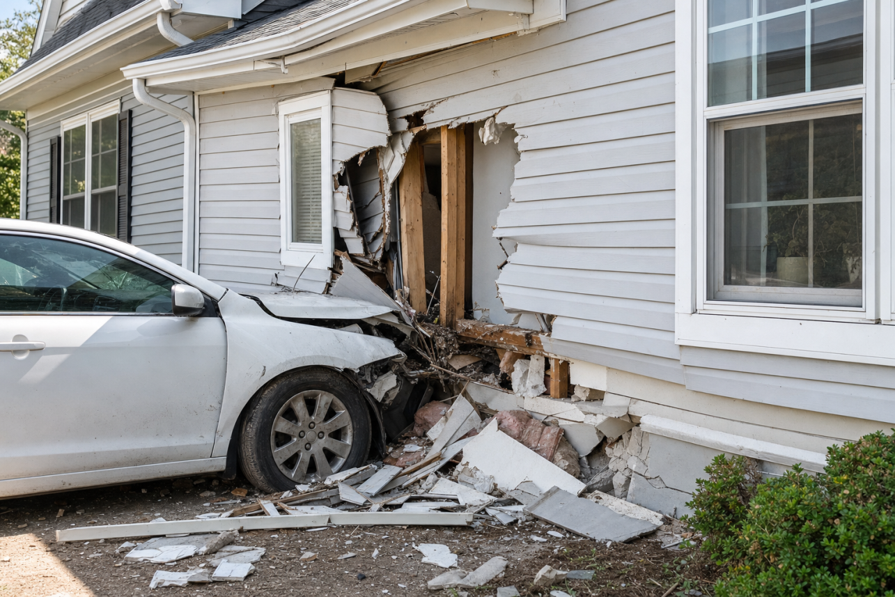 Car Hit My House In NC - Now What?